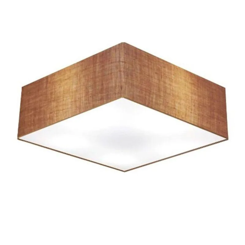Plafon Quadrado Vivare Cúpula Tecido 21 80x80 Bivolt Palha