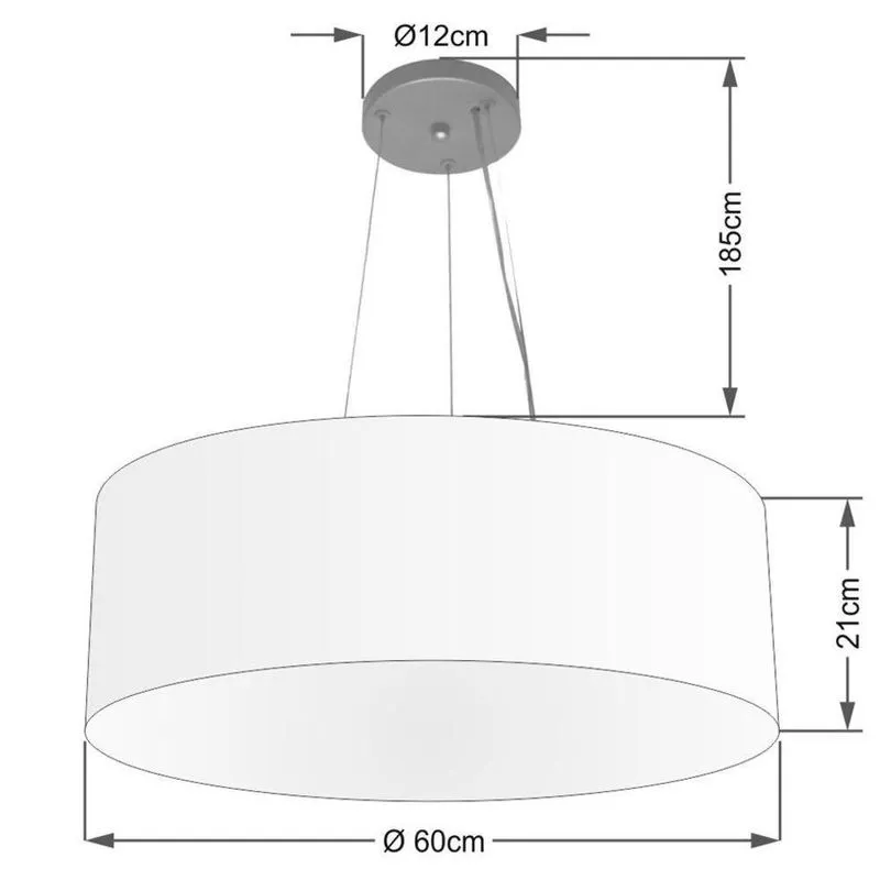 Lustre Pendente Cilíndrico MD-4010 com Cúpula em Tecido 60x21cm Bivolt Preto Vivare Brasil