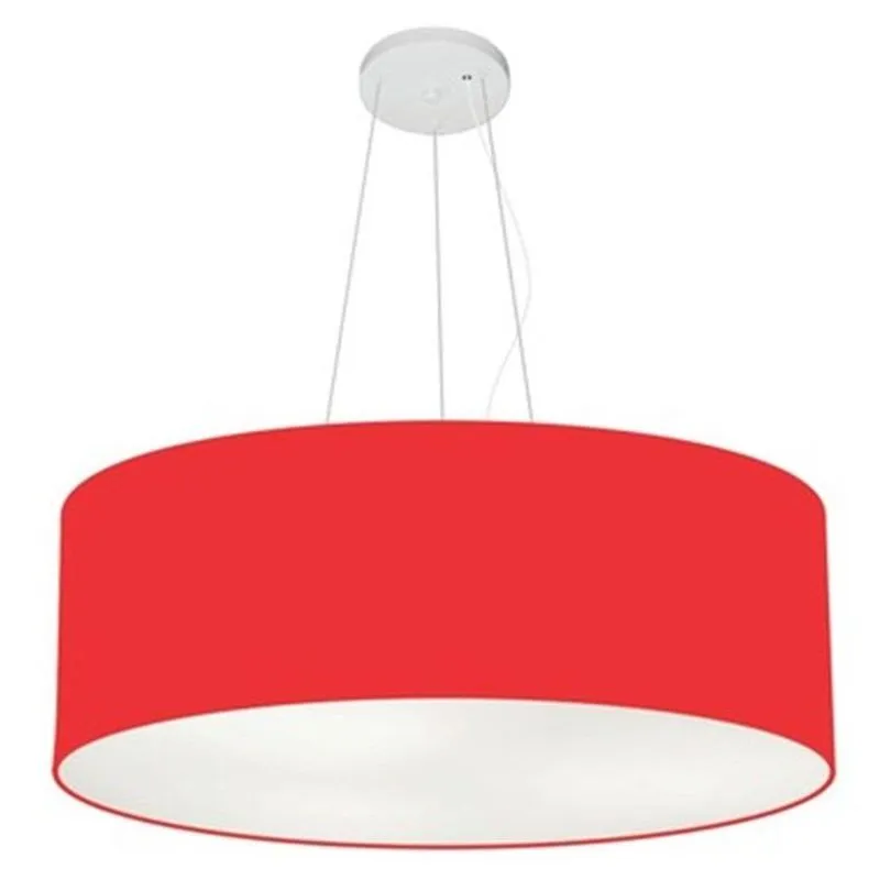 Lustre Pendente Cilíndrico Md-4010 com Cúpula em Tecido 60X21CM Grande Bivolt Vermelho Vivare Brasil Iluminação Lustre Pendente Cilíndrico Md-4010 Cúpula em Tecido 60X21CM Bivolt Vermelho Vivare Brasil Iluminação