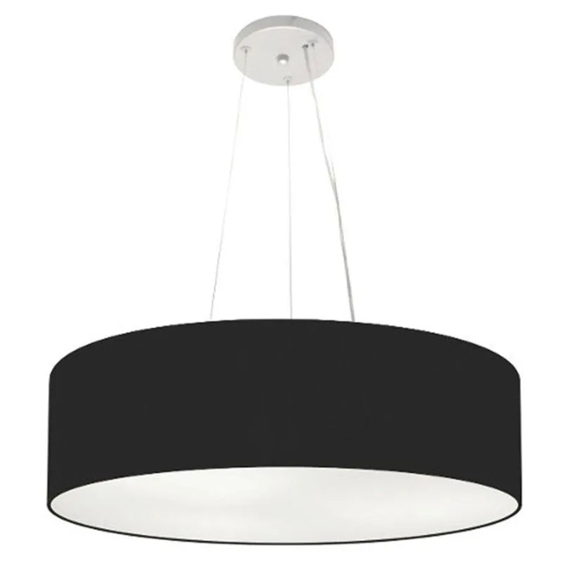 Lustre Pendente Cilíndrico MD-4029 Cúpula em Tecido 60x15cm Bivolt Preto Vivare Brasil Iluminação