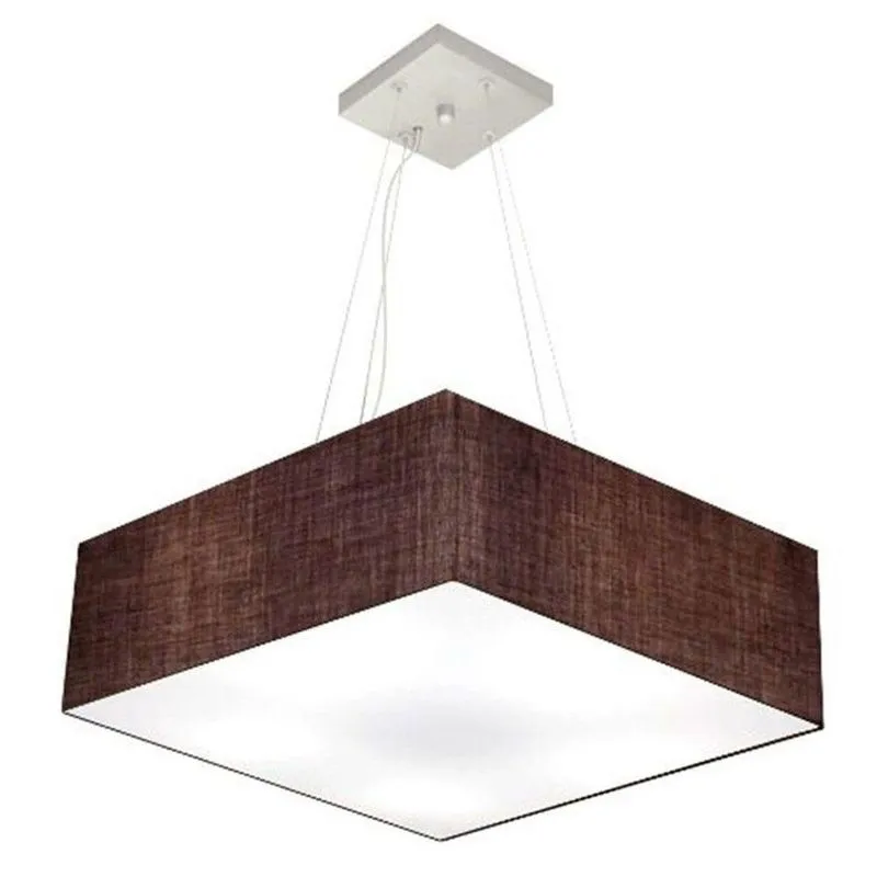 Lustre Pendente Quadrado Vivare Md-4032 Cúpula Em Tecido 15/50x50cm - Bivolt Café 127/220v