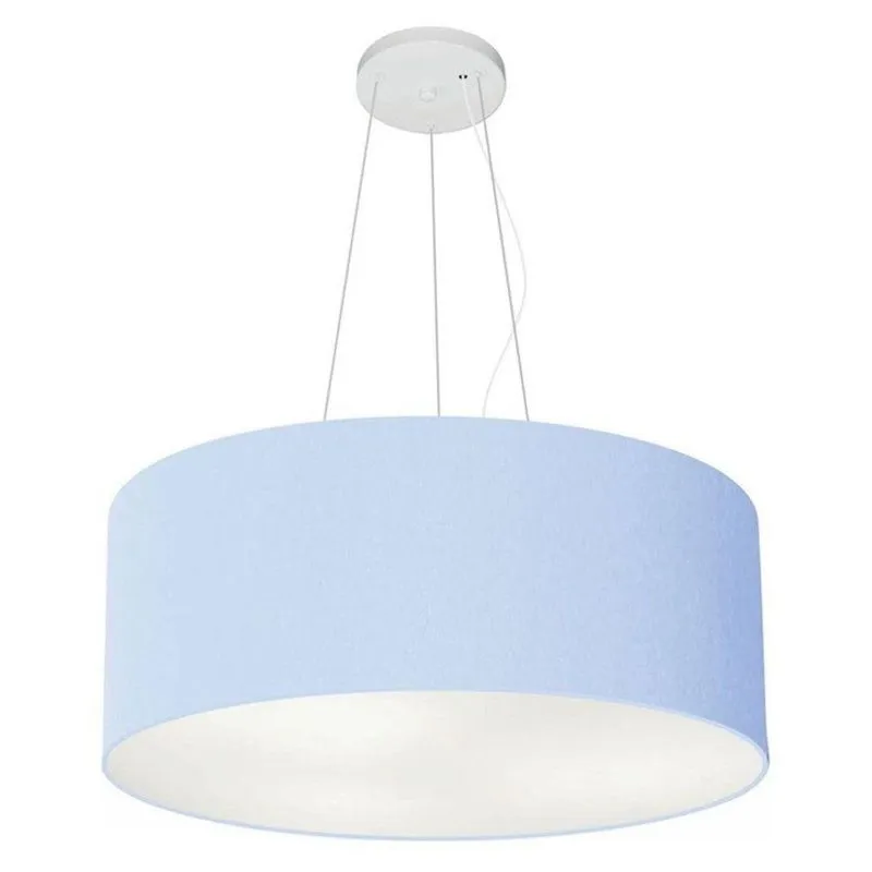 Lustre Pendente Cilíndrico MD-4047 Cúpula Em Tecido 50x21cm Azul-bebê Vivare Brasil Iluminação