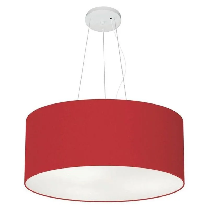 Lustre Pendente Cilíndrico MD-4047 Cúpula Em Tecido 50x21cm Bivolt Bordô Vivare Brasil Iluminação