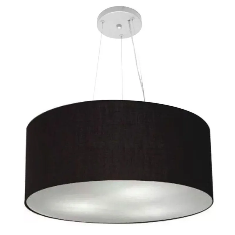 Lustre Pendente Cilíndrico MD-4047 Cúpula Em Tecido 50x21cm Bivolt 110V-220V Preto Vivare Brasil
