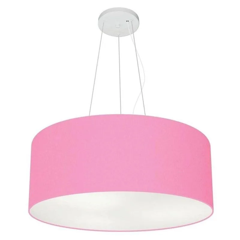 Lustre Pendente Cilíndrico MD-4047 Cúpula em Tecido 50x21cm Resistente à Maresia Rosa-bebê Vivare