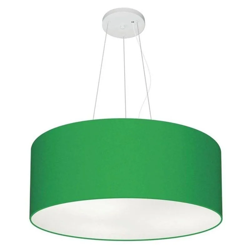 Lustre Pendente Cilíndrico MD-4047 Com Cúpula Em Tecido Bivolt Verde-Folha Vivare Brasil Iluminação