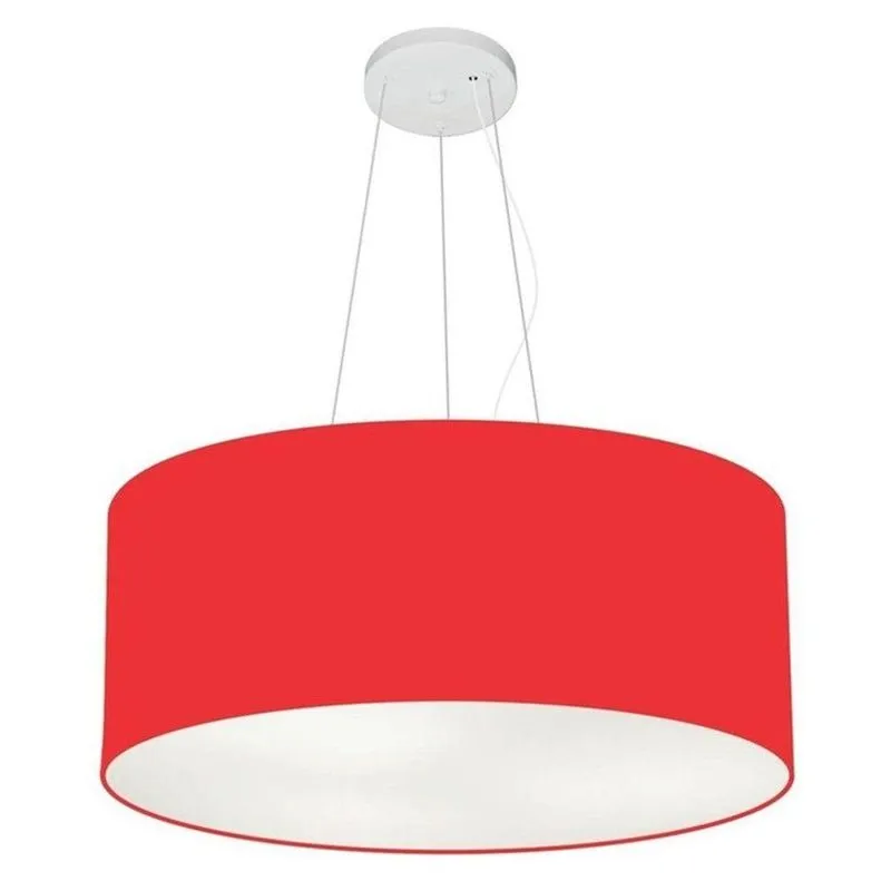 Lustre Pendente Cilíndrico MD-4047 Cúpula em Tecido 50x21cm Bivolt 110V-220V Vermelho Vivare Brasil