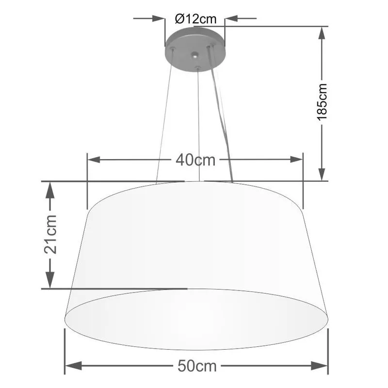 Lustre Pendente Cone Vivare Md-4048 Cúpula em Tecido 21/50x40cm - Bivolt