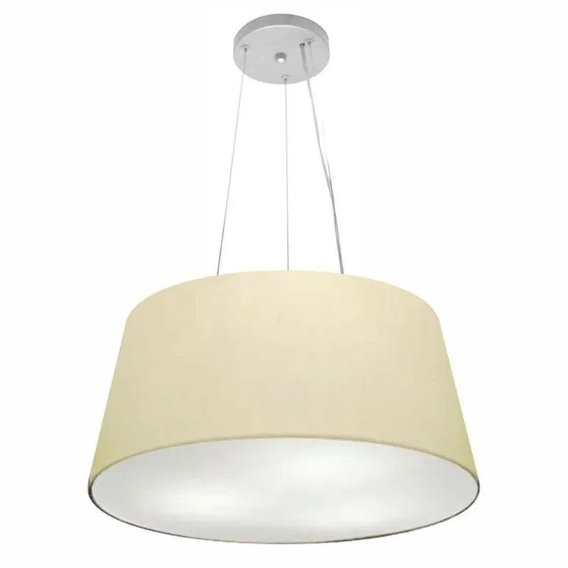 Lustre Pendente MD-4048 Cúpula Em Tecido Cone Médio Bivolt Algodão-Cru Vivare Brasil Iluminação
