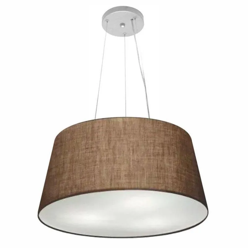 Lustre Pendente Cone Vivare Md-4048 Cúpula Em Tecido 21/50x40cm - Bivolt Café 127/220v