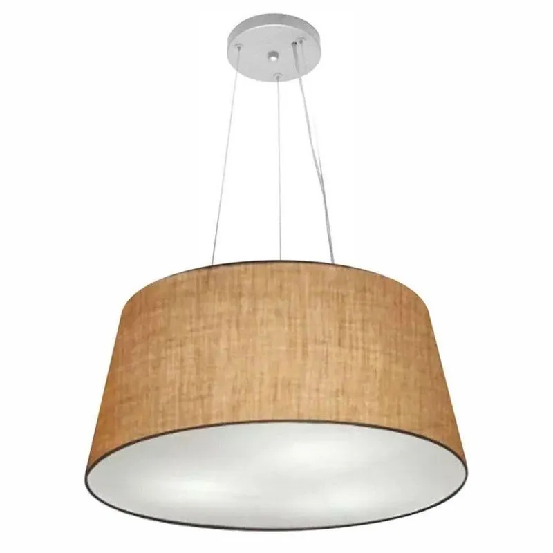 Lustre Pendente MD-4048 Cúpula em Tecido Cone Médio Fio Ajustável Palha Vivare Brasil Iluminação