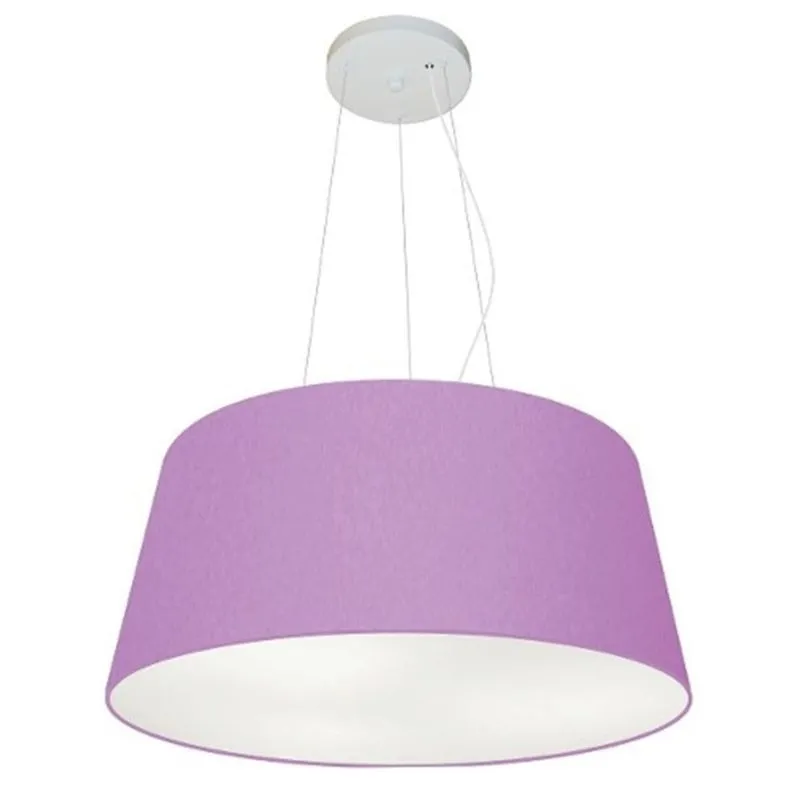 Lustre Pendente Cone Vivare Md-4048 Cúpula Em Tecido 21/50x40cm - Bivolt Lilás 127/220v