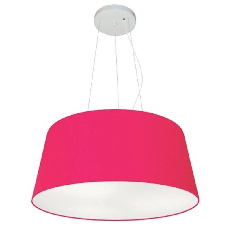 Lustre Pendente MD-4048 Cúpula em Tecido, Formato Cone Médio, Rosa-Pink Vivare Brasil Iluminação