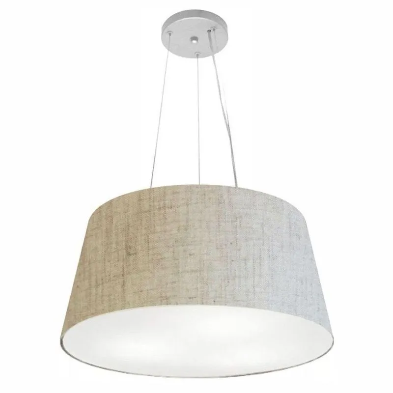 Lustre Pendente Cone Vivare Md-4048 Cúpula Em Tecido 21/50x40cm - Bivolt Rustico-bege 127/220v