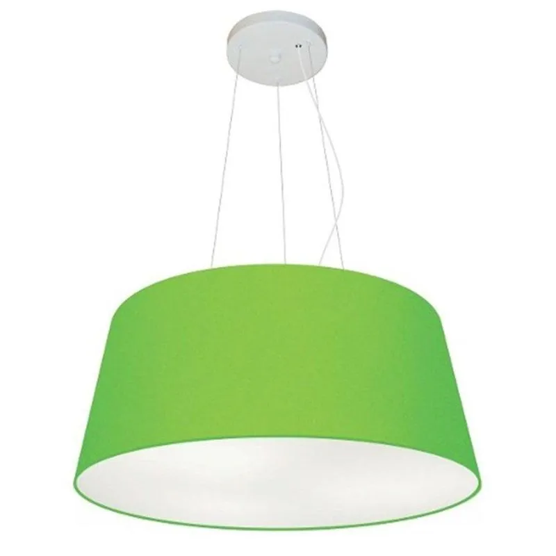 Lustre Pendente MD-4048 Cúpula em Tecido Altura Ajustável Verde-Limão Vivare Brasil Iluminação