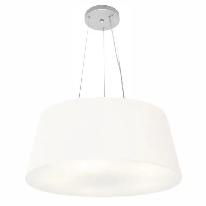Lustre Pendente Cone Vivare Md-4062 Cúpula Em Tecido 25/60x50cm - Bivolt Branco 127/220v