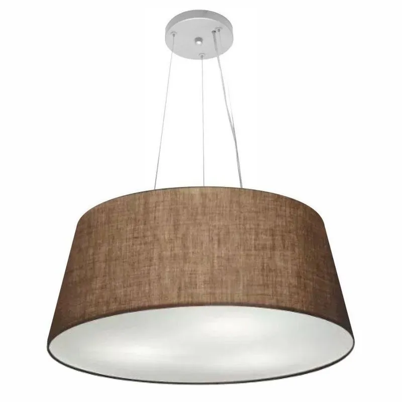 Lustre Pendente Cone Vivare Md-4062 Cúpula Em Tecido 25/60x50cm - Bivolt Café 127/220v
