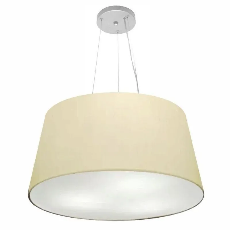 Lustre Pendente MD-4063 Cúpula em Tecido Cone Grande Algodão Cru Vivare Brasil Iluminação