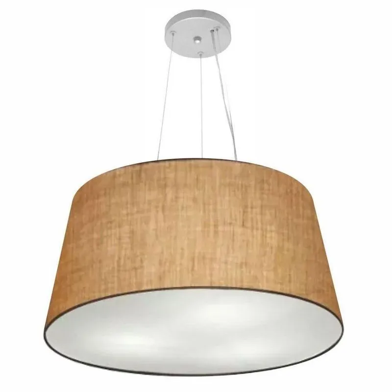 Lustre Pendente Cone Vivare Md-4063 Cúpula Em Tecido 30/60x50cm - Bivolt Palha 127/220v