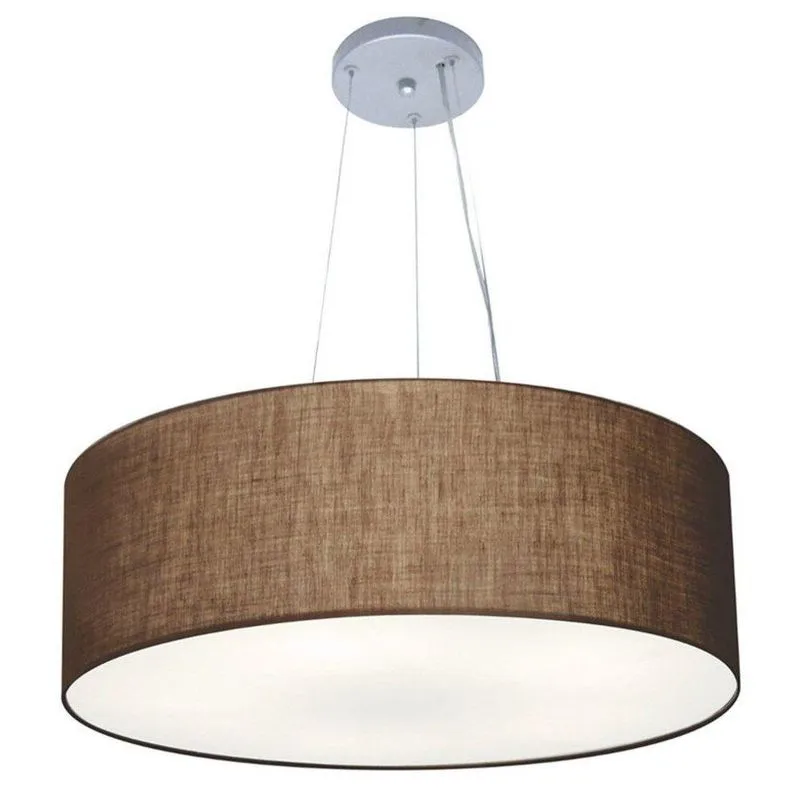 Lustre Pendente Cilíndrico MD-4070 Cúpula Em Tecido 80x30cm Bivolt 110V-220V Café Vivare Brasil