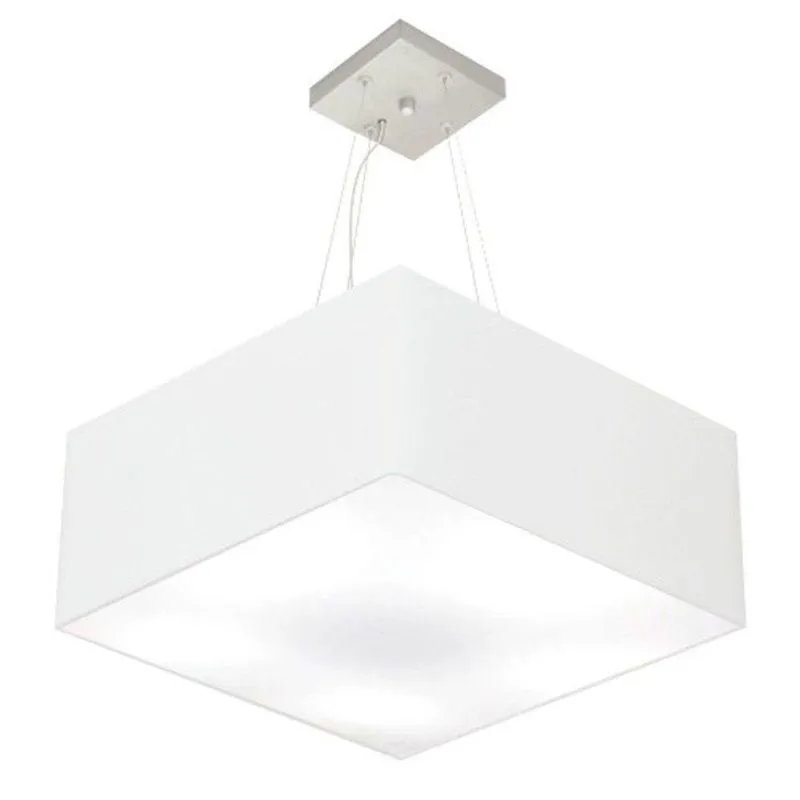 Lustre Pendente Quadrado Vivare Md-4071 Cúpula Em Tecido 30/70x70cm - Bivolt Branco 127/220v