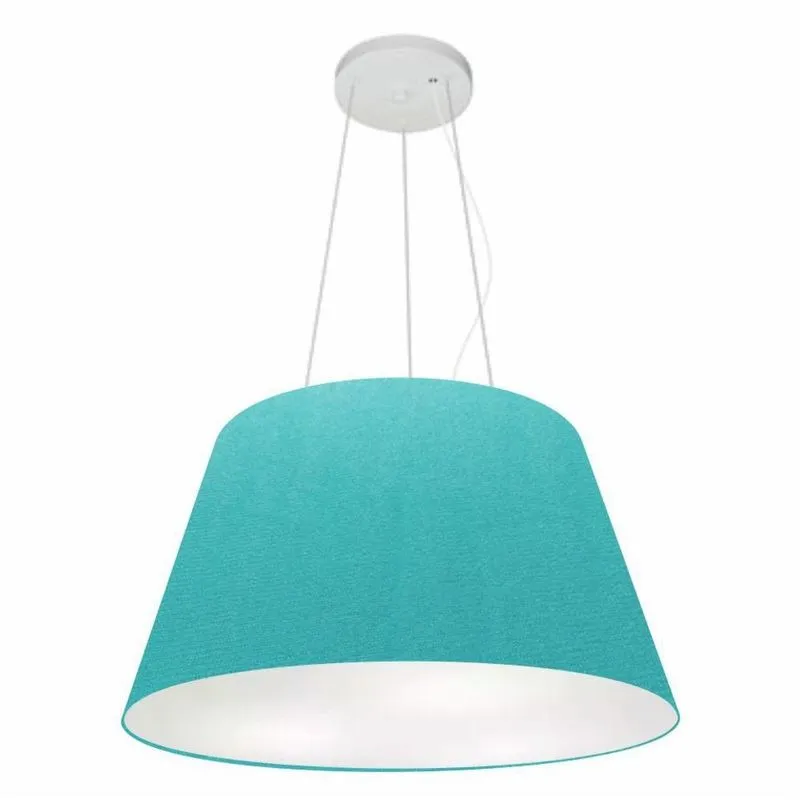 Lustre Pendente Cone Vivare Md-4141 Cúpula Em Tecido 30/50x35cm - Bivolt Azul-turquesa 127/220v