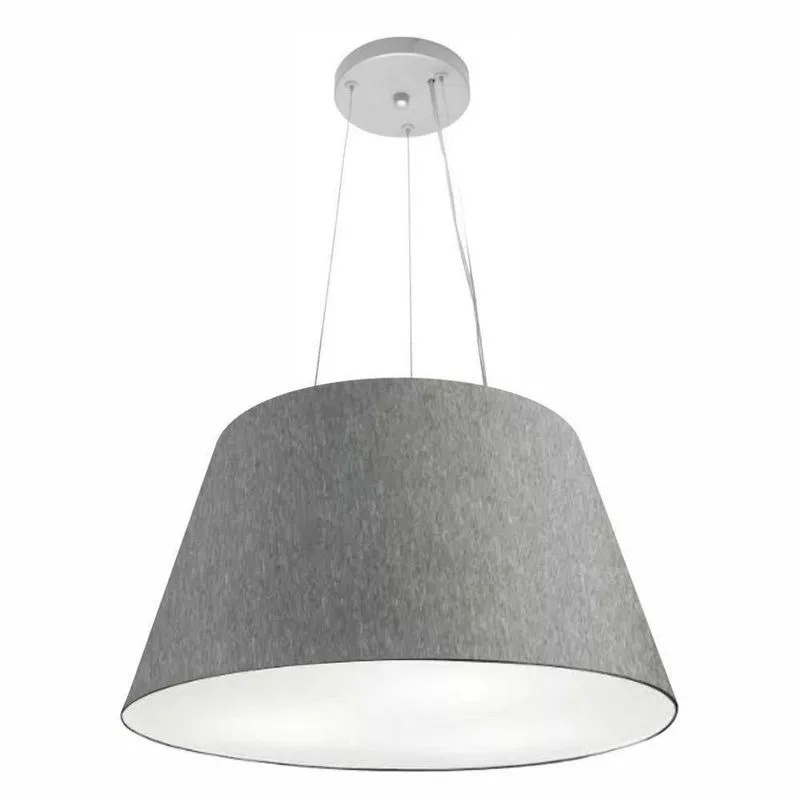 Lustre Pendente MD-4141 Cúpula em Tecido Cone Médio Fio Ajustável Rústico-Cinza Vivare Brasil