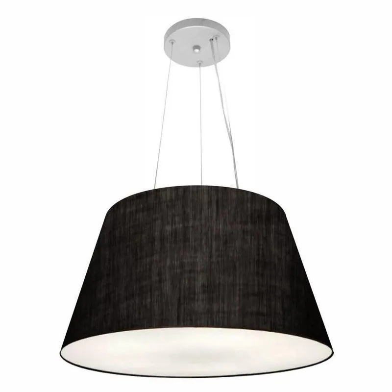 Lustre Pendente MD-4141 Cúpula em Tecido Cone Altura Ajustável Bivolt Preto Vivare Brasil Iluminação