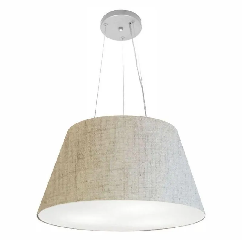 Lustre Pendente MD-4141 Cúpula em Tecido Cone Médio, Fio Ajustável Rústico-Bege Vivare Brasil