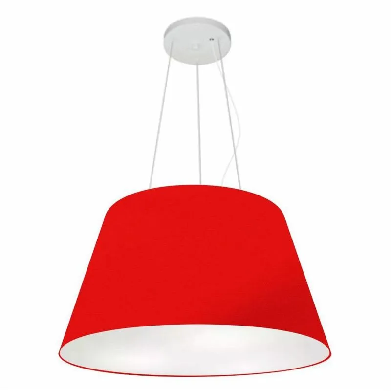 Lustre Pendente Cone Vivare Md-4141 Cúpula Em Tecido 30/50x35cm - Bivolt Vermelho 127/220v