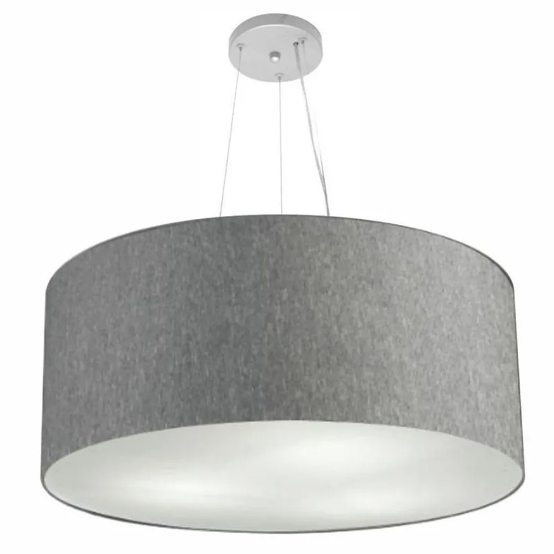 Lustre Pendente Cilíndrico MD-4150 Cúpula Em Tecido 70x21cm Grande Rústico-cinza Vivare Brasil