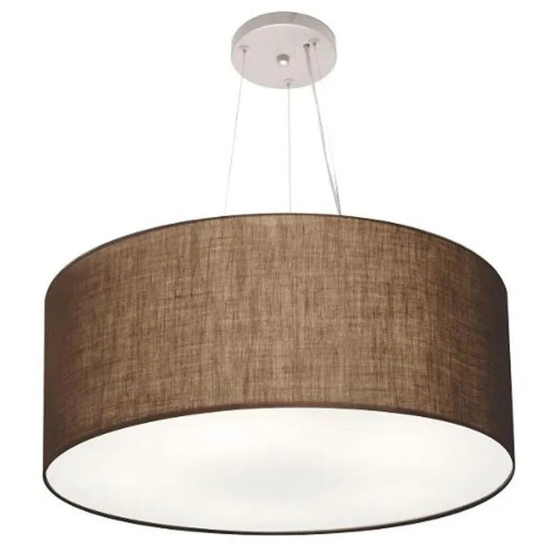 Lustre Pendente Cilíndrico MD-4150 Cúpula em Tecido 70x21cm Bivolt Café Vivare Brasil Iluminação