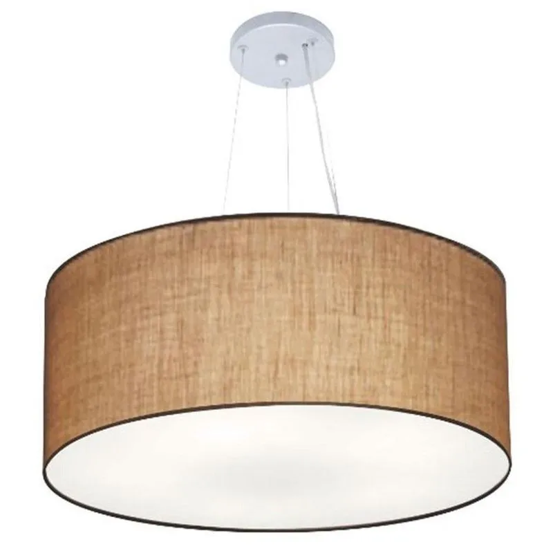 Lustre Pendente Cilíndrico MD-4150 Cúpula em Tecido 70x21cm Bivolt 110V-220V Palha Vivare Brasil