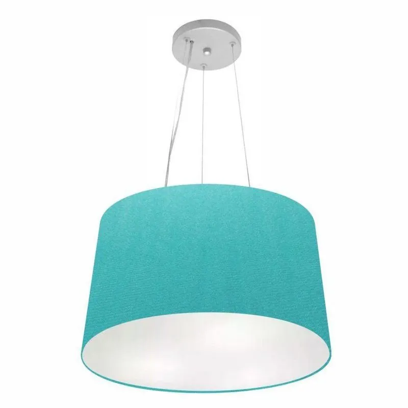 Lustre Pendente MD-4153 Cúpula em Tecido Cone Médio, Fio Ajustável, Azul-turquesa Vivare Brasil
