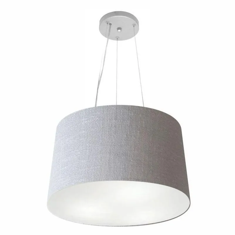 Lustre Pendente MD-4153 Com Cúpula Em Tecido Cone 30-45x40cm Rústico-cinza Vivare Brasil Iluminação