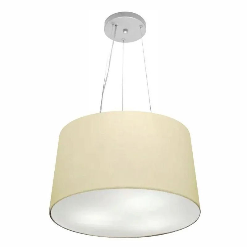 Lustre Pendente MD-4153 Cúpula em Tecido Cone Médio Fio Ajustável Bivolt Algodão-Cru Vivare Brasil