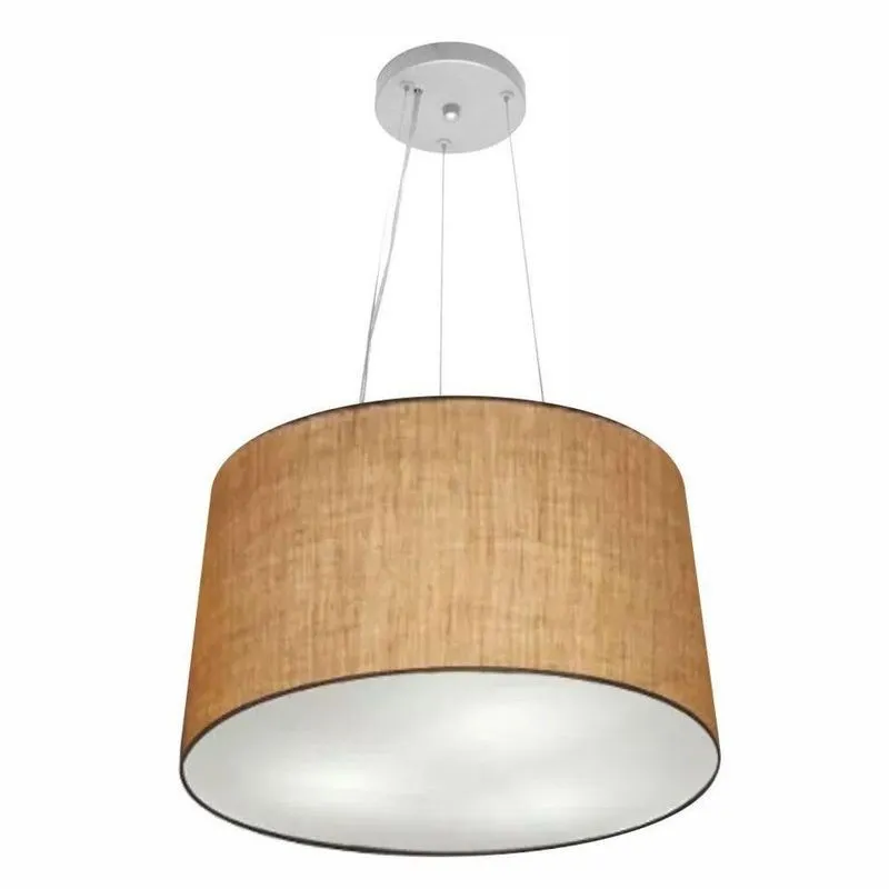 Lustre Pendente MD-4153 Cúpula em Tecido Cone Médio, Fio Ajustável, Palha Vivare Brasil Iluminação