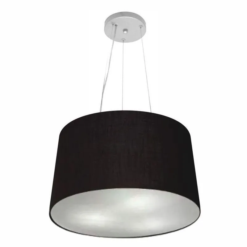 Lustre Pendente MD-4153 Cúpula em Tecido Cone Médio Fio Ajustável Preto Vivare Brasil Iluminação