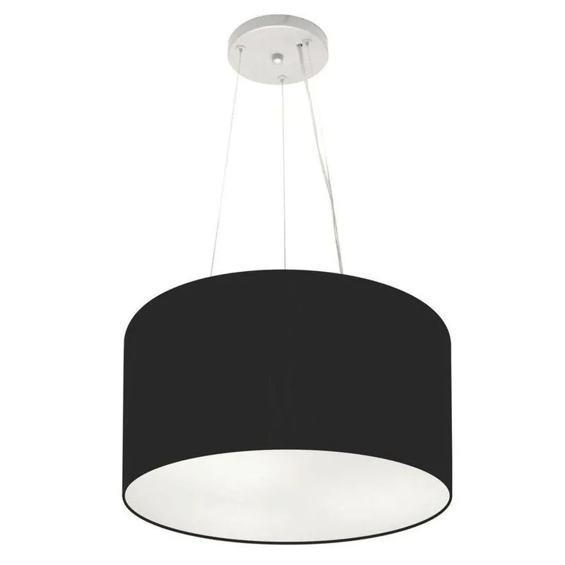 Lustre Pendente Cilíndrico Md-4182 Cúpula Em Tecido 40x25cm Bivolt 110v-220v Preto Vivare Brasil