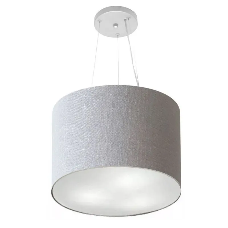 Lustre Pendente Cilíndrico Vivare Md-4183 Cúpula Em Tecido 40x30cm - Bivolt Rustico-cinza 127/220v
