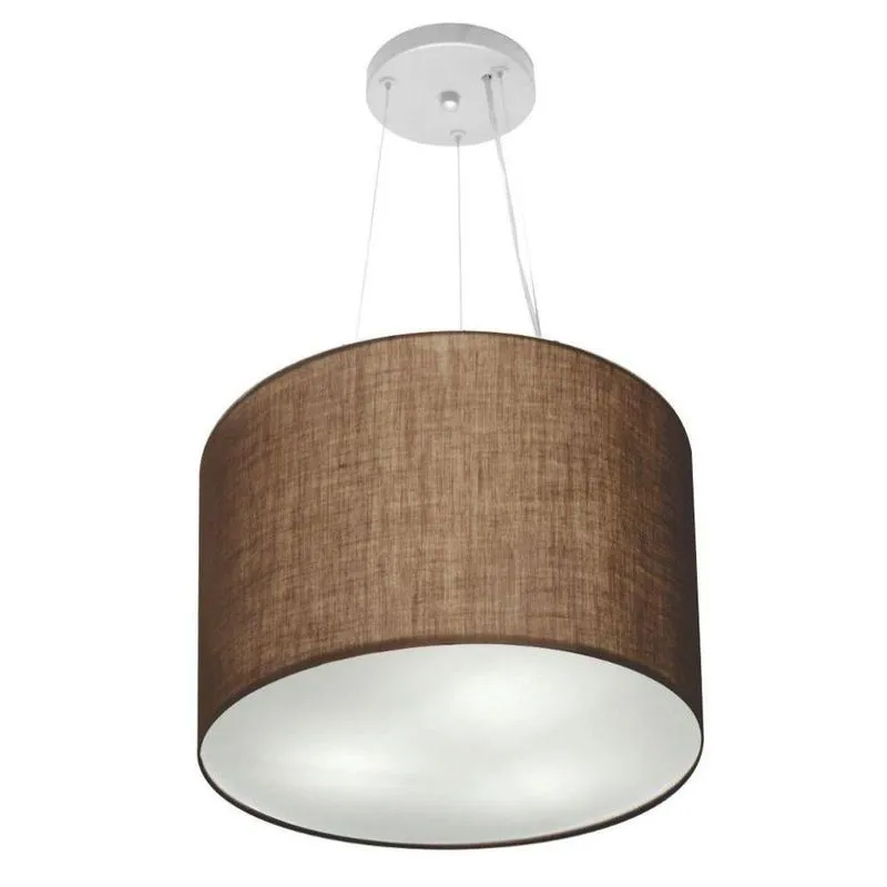 Lustre Pendente Cilíndrico MD-4183 Cúpula Em Tecido 40x30cm Bivolt 110V-220V Café Vivare Brasil