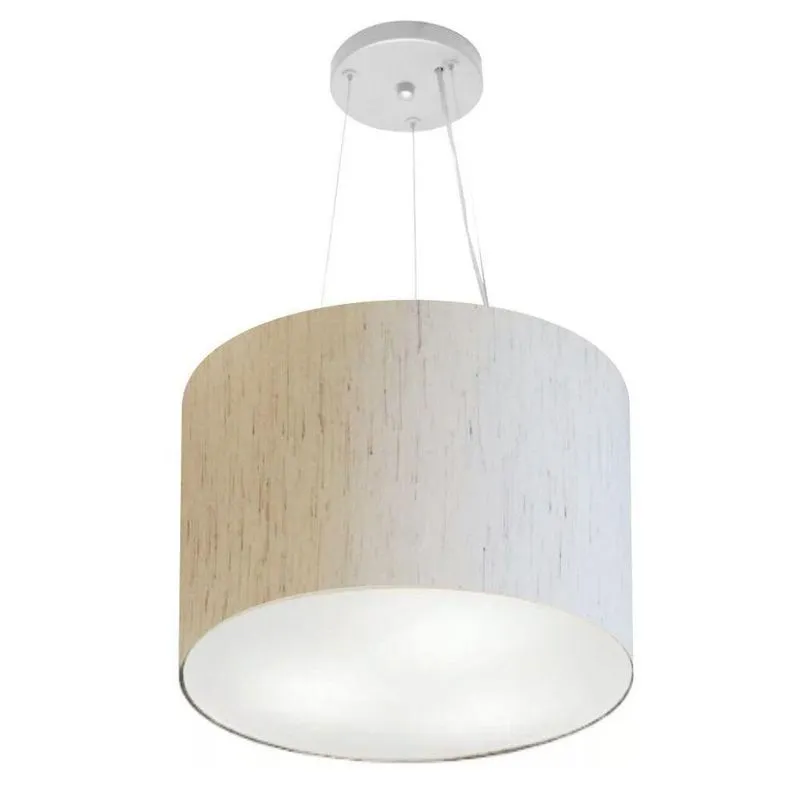 Lustre Pendente Cilíndrico MD-4183 Com Cúpula Em Tecido Bivolt Bege Vivare Brasil Iluminação