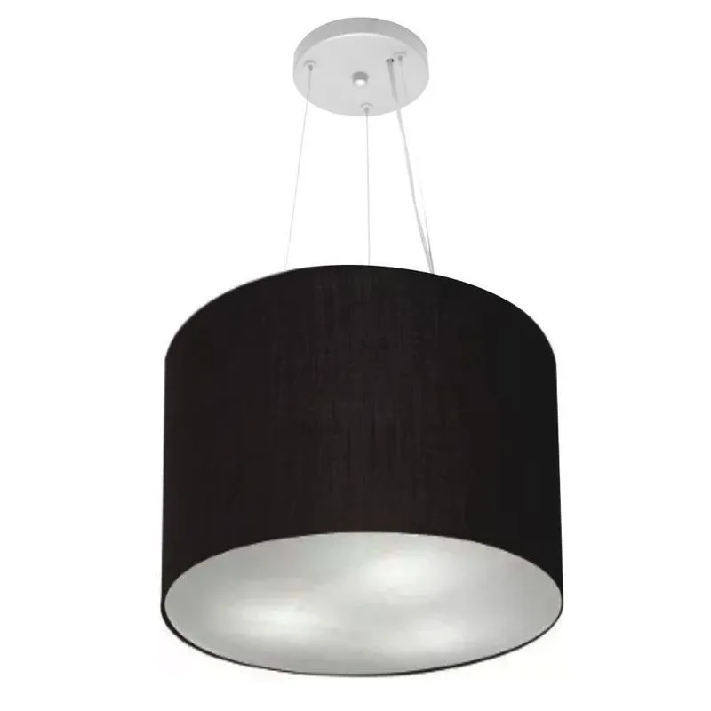 Lustre Pendente Cilíndrico Vivare Md-4183 Cúpula em Tecido 40x30cm - Bivolt