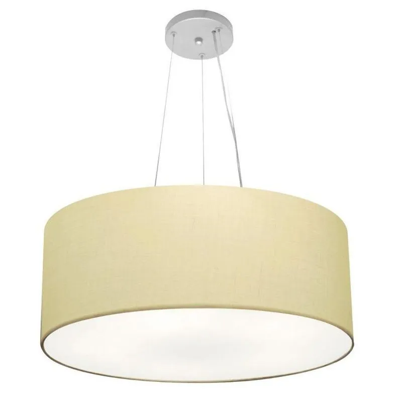 Lustre Pendente Cilíndrico Vivare Md-4188 Cúpula Em Tecido 50x25cm - Bivolt Algodão-crú 127/220v