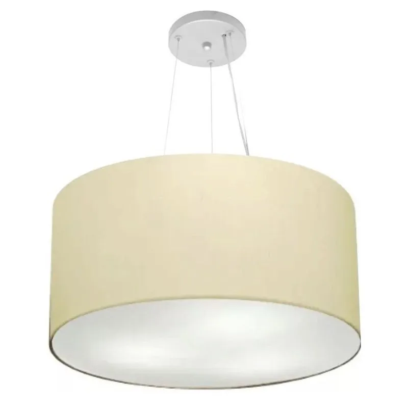Lustre Pendente Cilíndrico Vivare Md-4189 Cúpula Em Tecido 50x30cm - Bivolt Algodão-crú 127/220v