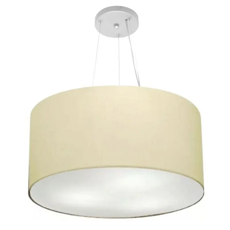 Lustre Pendente Cilíndrico Md-4191 55x25 Bivolt Algodão Crú
