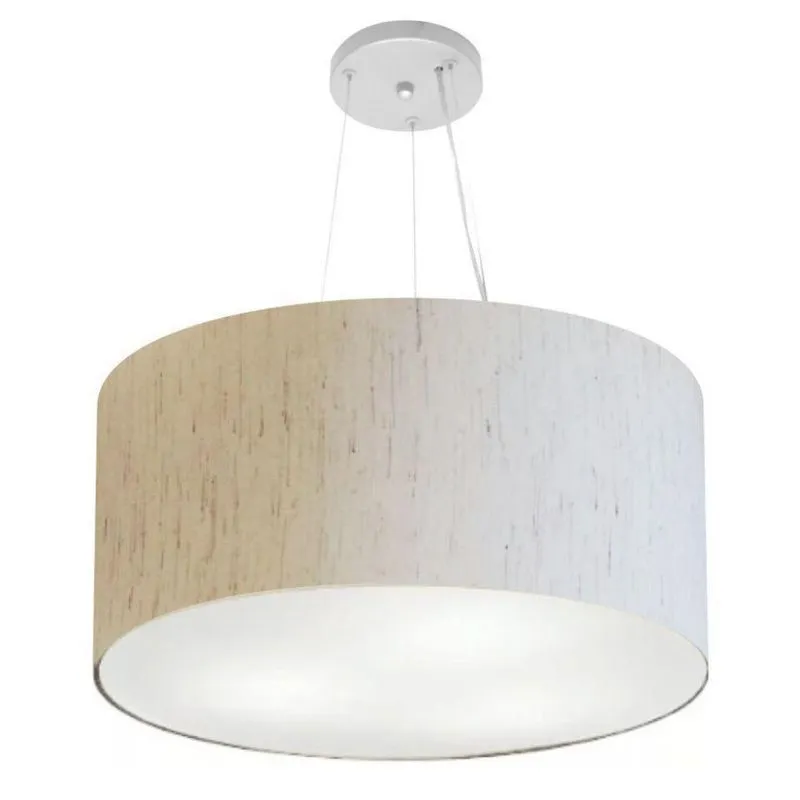 Lustre Pendente Cilíndrico Md-4191 55x25cm Bivolt Linho Bege