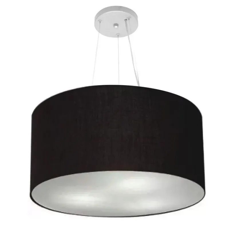 Lustre Pendente Cilíndrico Md-4191 55x25cm Bivolt Preto