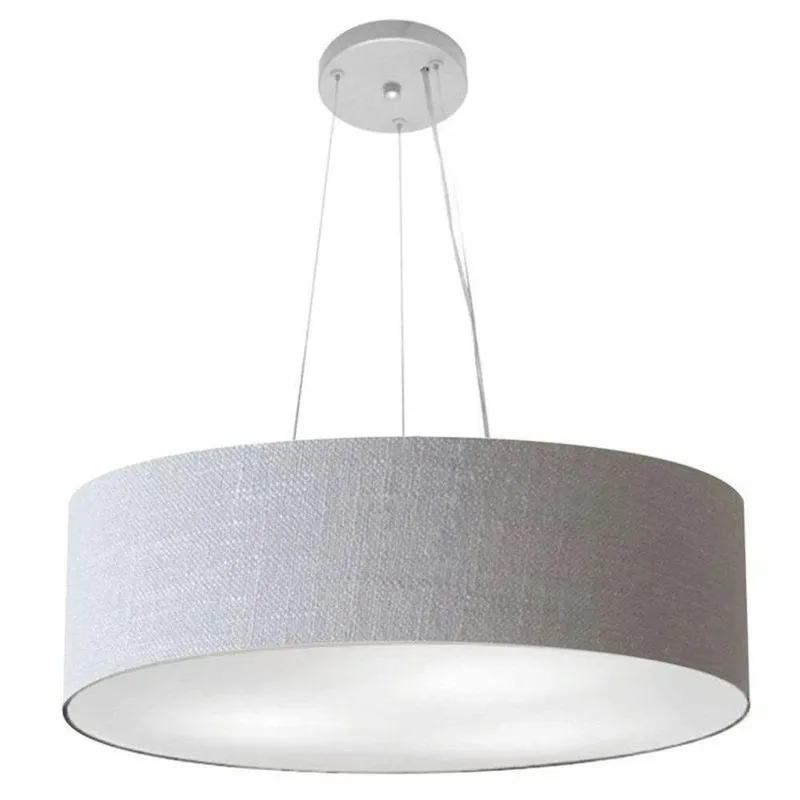 Lustre Pendente Cilíndrico MD-4193 Cúpula em Tecido 70x15cm Bivolt 110V-220V Rústico-Cinza Vivare