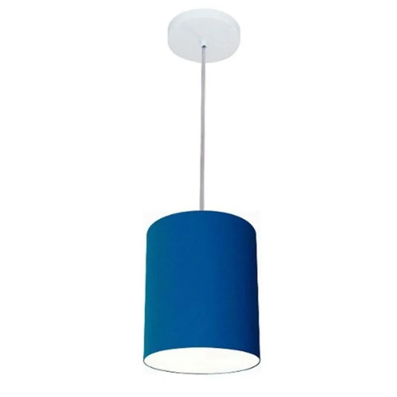 Lustre Cilíndrico Md-4012 Tecido 18x25cm Azul Marinho Bivolt - Vivare Brasil Iluminação